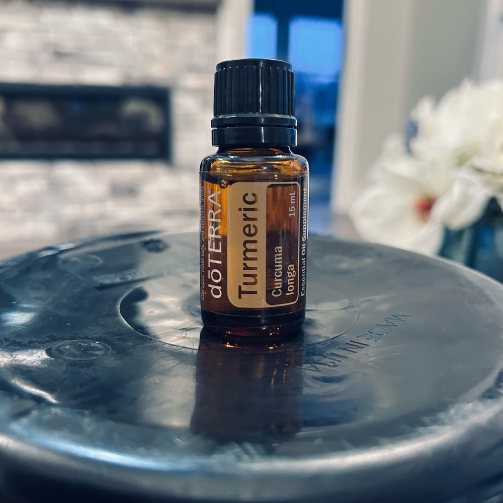 Doterra Turmeric Essential Oil - Amber Bottle with Black Cap and Yellow Label